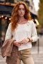 Ecru Pool Collar Long Sleeve Casual Knitwear Sweater with Buckle Collar 60 58 - 6