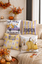 Pastel Pumpkin Purple Yellow Autumn 4-Piece Throw Pillow Cover Runner Set - 2