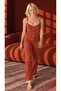 Women's Lace Rope Strap Casual Red Pajama Set - 2