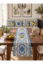 Blue Yellow Baroque Lemon Mediterranean 4-Piece Throw Pillow Cover Runner Set - 2