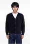 Men's Basic Buttoned Oversize Cardigan Navy Blue