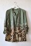 Italian Khaki Court Collar Long Sleeve Leopard Patterned Half Placket Pocketed Linen Look Woven Blouse 75 60 - 2