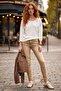 Ecru Pool Collar Long Sleeve Casual Knitwear Sweater with Buckle Collar 60 58 - 4