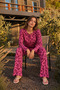 Women's Patterned Cotton Lilac Bottom-Top Pajama Set