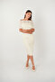 Three-Dimensional Fabric Bolero Detailed Pencil Dress - Cream - 2