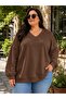 3 Yarn Combed Cotton Plus Size V-Neck Sweatshirt Aow5