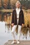 Brown Hooded Raglan Sleeve Zippered Pocket Star Appliqué Tencel Woven Jacket 75 66 - 5