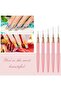 Metallic Nail Art Pens, Liner Brushes Set, 5PCS Pink Nail Tools - 6