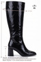 Women's Black Winter Patent Leather Zippered Pointed Toe 7 cm Thick Heeled Long Below-Knee Boots Bolde - 2
