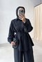 Shalwar Cut Pants Double Suit Set - Black - 2