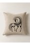 Ethnic Pattern Embroidered 100% Raw Linen Throw Pillow Cover - 45 X 45