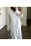 Pleated tie-up pant set - white - 2
