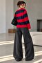 Striped Oversize Long Sleeve Basic Sweatshirt Zg3535 - 2