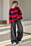 Striped Oversize Long Sleeve Basic Sweatshirt Zg3535 - 3