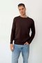 Men's Crew Neck Ribbed Knit Sweater Brown - 27012