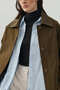 Ribbed Collar Trench Jacket Khaki - 4