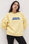 Women's Light Yellow Cutest Attitude Strawberry Printed Crew Neck Oversize Sweatshirt - 7