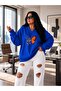 3 Yarn Combed Cotton V-Neck Butterfly Printed Sweatshirt Pyq4