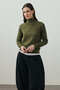 Soft Textured High-Necked Knitwear Khaki - 3