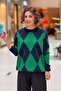 Green Navy Blue Color Diamond Patterned Sweater