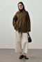 Ribbed Collar Trench Jacket Khaki - 5