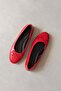 Lily Women's Bow Detail Patent Leather Ballerinas Red - 3