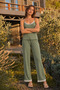 Women's Thin Strap Lace Detailed Green Pajama Set - 5