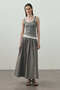 Small Plaid Gathered Skirt Khaki