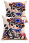 2-Piece Hat and Cat Patterned 3D Look Digital Printed Throw Pillow Cover 43X43 cm Pillowcase Set - 5