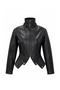 Asymmetrical Cut Zippered Leather Jacket