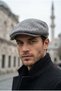 Men's Gray Wool Winter London Flat Cap Knitted Fabric Hat