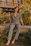 Women's Collar Detailed Short Sleeve Casual Black Pajama Set - 5