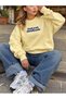 Women's Light Yellow Cutest Attitude Strawberry Printed Crew Neck Oversize Sweatshirt - 6