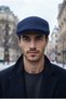 Men's Navy Blue Wool Winter London Flat Cap Knitted Fabric Hat - 6