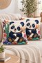 Set of 2 Panda Patterned 3D Look Digital Printed Throw Pillow Covers 43X43 cm Pillowcase Set - 2