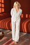 Women's Patterned Long Sleeve Casual White Pajama Set - 5