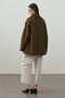 Ribbed Collar Trench Jacket Khaki - 7