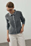 Süzene Embroidered Buttoned Cardigan Anthracite - 7