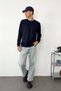 Men's Crew Neck Basic Sweatshirt Navy Blue - 6102 - 3