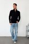 Men's Stand Collar Half Zipper Hair Knit Pattern Knitwear Sweater Black - 26502 - 3