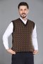 Brown Men's Dad and Middle-Aged Patterned Acrylic Thick Textured V-Neck Knitwear Sweater - 3