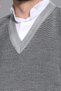 Light Gray Men's Dad and Middle-Aged Knitted Patterned Acrylic Thick Textured V-Neck Knitwear Sweater - 4