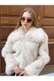 Trendy Wide Collar Women's Soft Furry Lined Premium Quality Short Fur Jacket Coat - 2