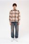 Men's Plaid Long Sleeve Oversize Shirt Orange - 4