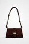 Suede Parma Clamshell Buckle Women's Shoulder Bag Adjustable Long Strap Crossbody Bag