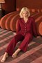 Women's Polka Dot Long Sleeve Casual Red Pajama Set - 6