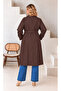 Women's Plus Size Double Breasted Collar Bondit Fabric Belt Detailed Lined Oversize Trench Coat Jacket 29011 - 6