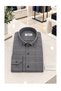 Men's Gray Winter Shirt with Checkered Collar, Buttoned Pockets, Relaxed Fit - 3
