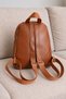 Women's 3-Compartment Tan Soft Leather Covered Backpack with Tassel and Column Strap, Leather Detail - 3