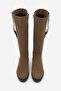 Women's Belt Buckle Casual Boots Alges Tobacco Brown Suede - 7